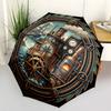 Steamboat Adventure pattern umbrella, portable and foldable design, 8 ribs, a casual accessory for Halloween, Christmas, and birthday gifts.
