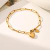 18K Gold-Plated Stainless Steel Heart Pendant Bracelet - Sweet & Lovely Style, Women's Jewelry, Non-Fading