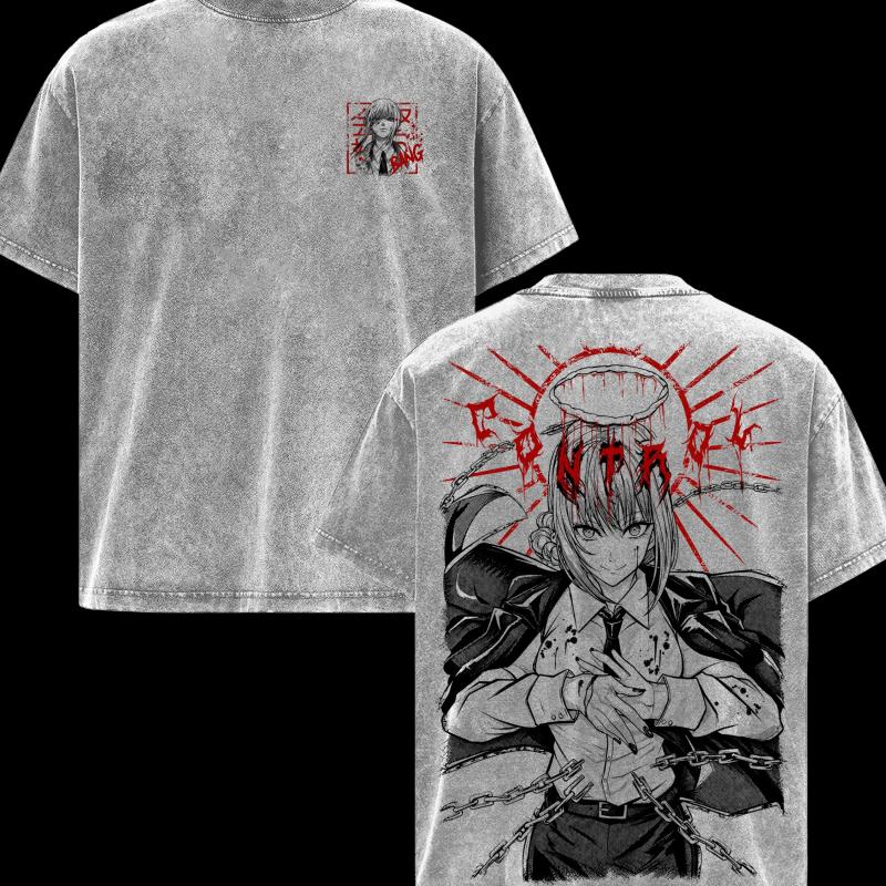 Chainsaw Man Makima Graphic Tshirt Men Women Clothing Short Sleeve Cotton T-shirts Washed Tee Harajuku Summer Street T Shirt
