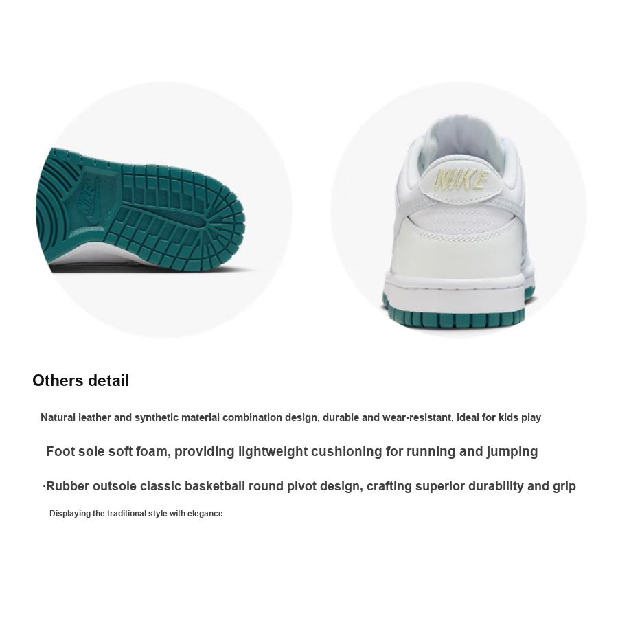 New Nike Dunk Low White Grey Teal GS FD9911-101