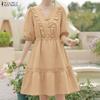 Women Casual V-Neck Loose Half Sleeve Dress
