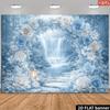 1 Piece of Blue and White Wedding Backdrop Wall with a Fresh Blue Tone Perfectly Blending with White Floral Arrangements