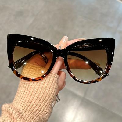 Retro Gradientowe Soczewki Kocie Oko Okulary Przeciwsłoneczne - Duże Okulary Przeciwsłoneczne Dla Kobiet - Leopardowa Moda Na Wakacje Imprezę na Plaży