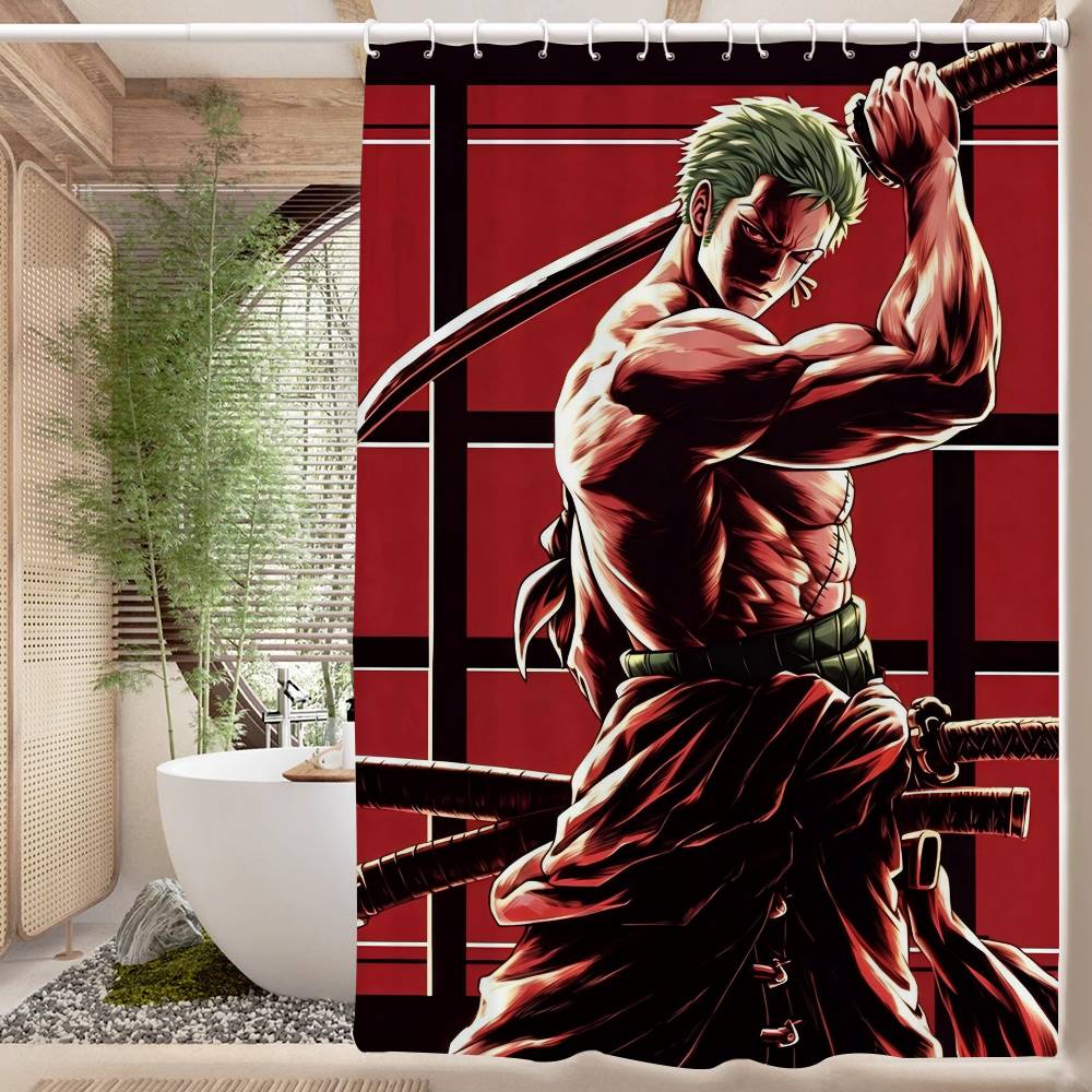 RORONOA ZORO ONE PIECE Anime Modern Simple Shower Curtain Bathroom Decorative Polyster Shower Curtain With Hook
