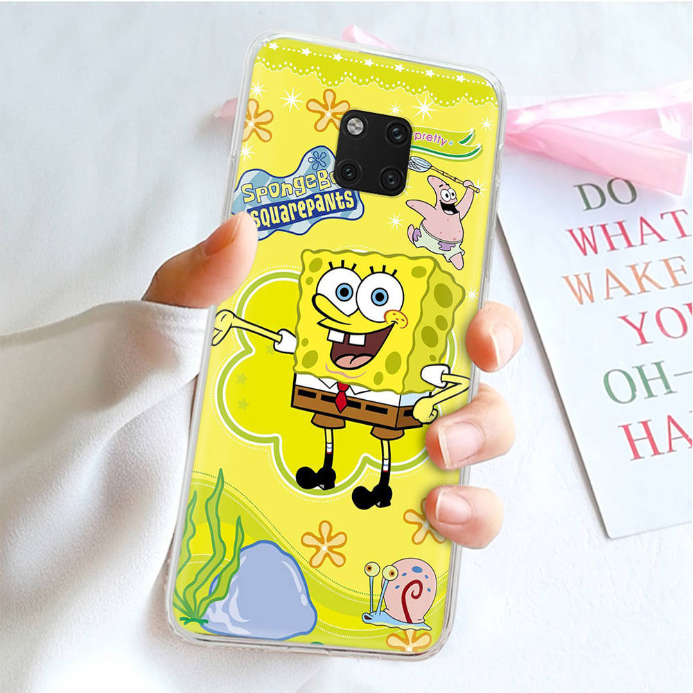 JS43 SpongeBob Transparent Case for Samsung A04 A14 A23 M33 M53 Realme 10 9 C35 C55 VIVO Y02 X80 Infinix Hot 30 Note 11 Tecno Spark 8P Pro