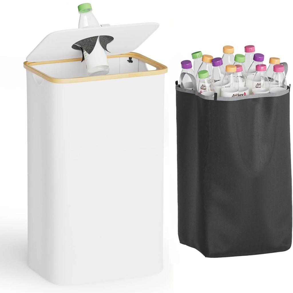 26 Gallonen 100L Küchen-Aufbewahrungseimer mit Deckel, Herausnehmbarer wiederverwendbarer Innensack - Ideal für Flaschen, Dosen, Glas- und Kunststoffabfälle