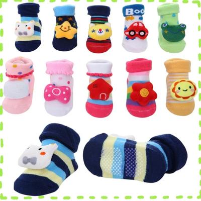 SOFORT LIEFERBAR 0-12 Monate Neugeborenes Neue Cartoon Rutschfeste Dreidimensionale Puppe Babysocken Gestreift Gepunktet Niedliche Kindersocken