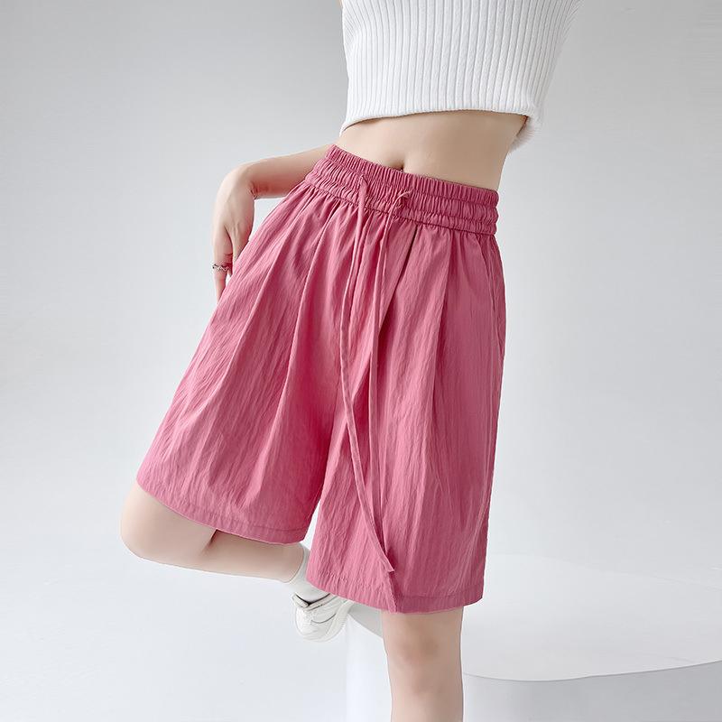 Yamamoto Shorts Cool Ice Silk Summer Thin Section High Waist Loose Casual Wide Legs XS малиновый розовый