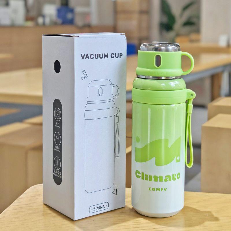 German Imported Fashionable and Simple Large-Capacity Thermos Cup, Outdoor Portable Multi-Purpose Stainless Steel Vacuum Cup, Exquisite Design Yq-0546 Gradient Green Other