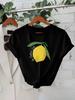 WomenS Lemon Print TShirt Lightweight Breathable Short SleeveWhite with Yellow Lemon Design Perfect for Casual Attire