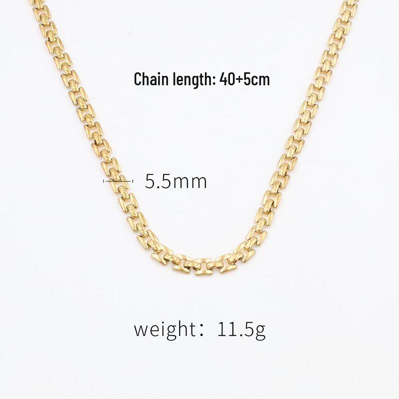 Unisex Retro Hip-Hop Metal Cuban Chain Watch Band & Necklace Bracelet Set