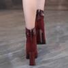 Fashion 2024 Autumn New Fashion Mixed Color Lace Up Ankle Boots for Women Europe America Pointed Toe High Heel Big Size Shoes