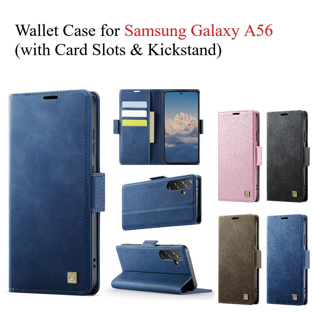 For Samsung Galaxy A56 Wallet Case with Card Slots & Kickstand, 360° Protection Leather Case