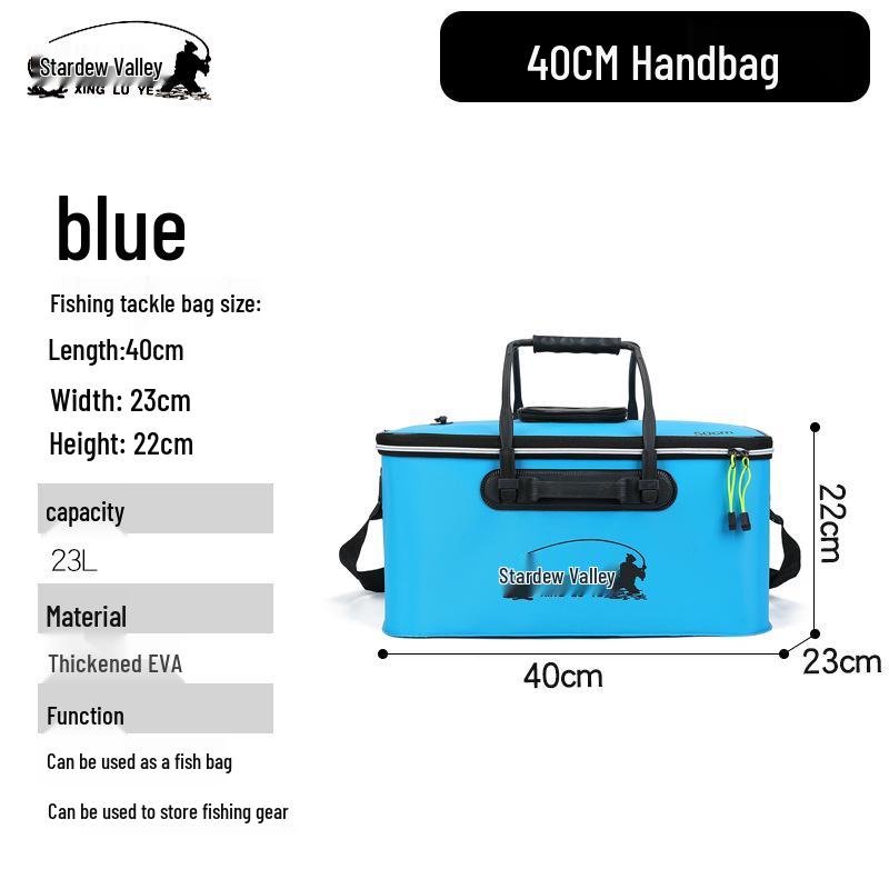 Collapsible EVA Fish Bucket with Strap - Multifunctional and Thickened Design with Built-in Keepnet