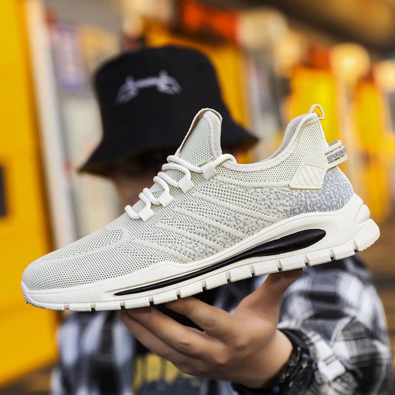 Men's shoes spring breathable thin mesh shoes lightweight fly-woven men's shoes student casual sports shoes