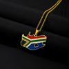 South Africa Map Necklace - Cross-border Stainless Steel, Ethnic Style, Drip Oil Titanium Steel, Popular Couple Design