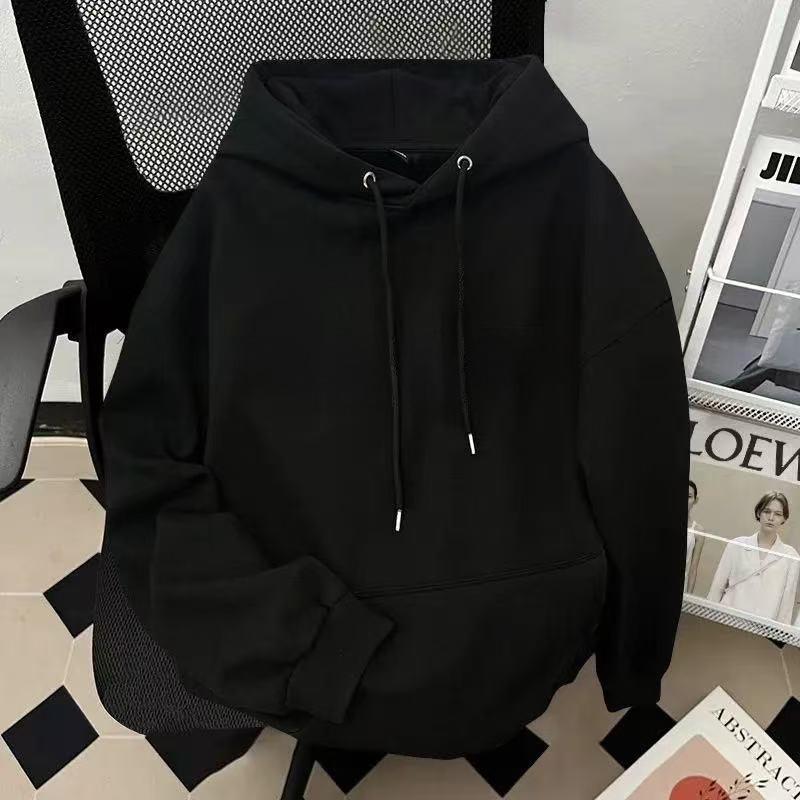 

Men s American Hip Hop Letter Print Hooded Sweatshirt - Autumn/Winter Velvet-Thickened, Loose Fit, Couple Style. M