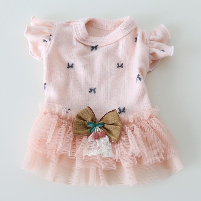 Winter Jacquard Flared Sleeve Fleece Dress Dogs Cats Pet Clothes