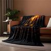 A fiery lighthouse towers over turbulent waves in a dark, stormy setting. for all seasons blanket lunch break throw gift