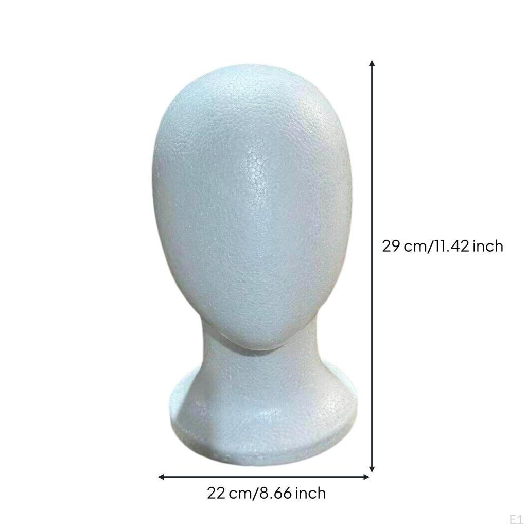 2 Stück Schaufensterkopf mit Halsbasis, gesichtslos, Schaumstoff, glatt, für Kosmetiker,