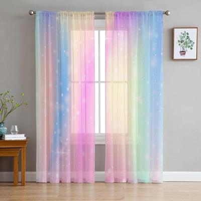 Transparente Vorhänge für Schlafzimmer, Sternenlicht, Regenbogenflecken, Wohnzimmer, Küche, Fenstervorhänge, Garten, Terrasse, Balkon, Schlafzimmer, transparente Vorhänge