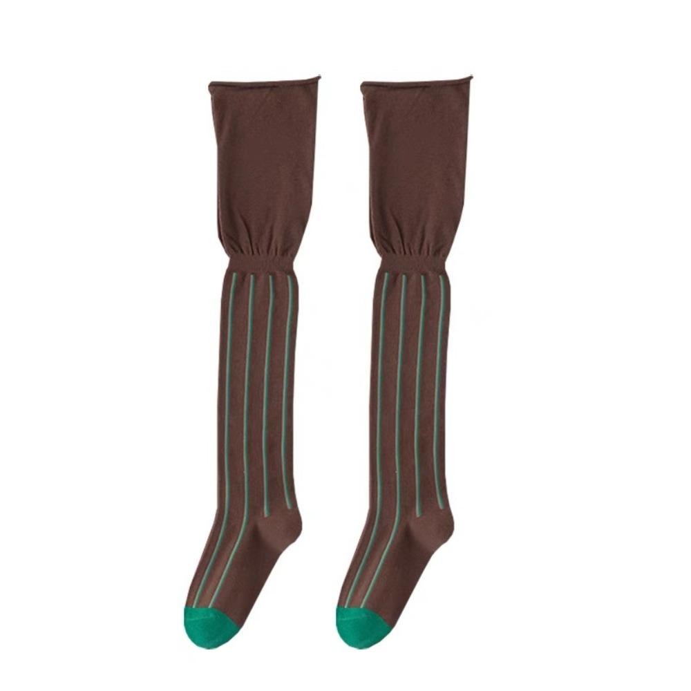 Loose Mouth Thigh High Socks Vertical Stripes Knee Length Stockings New Over Knee Stockings  Women