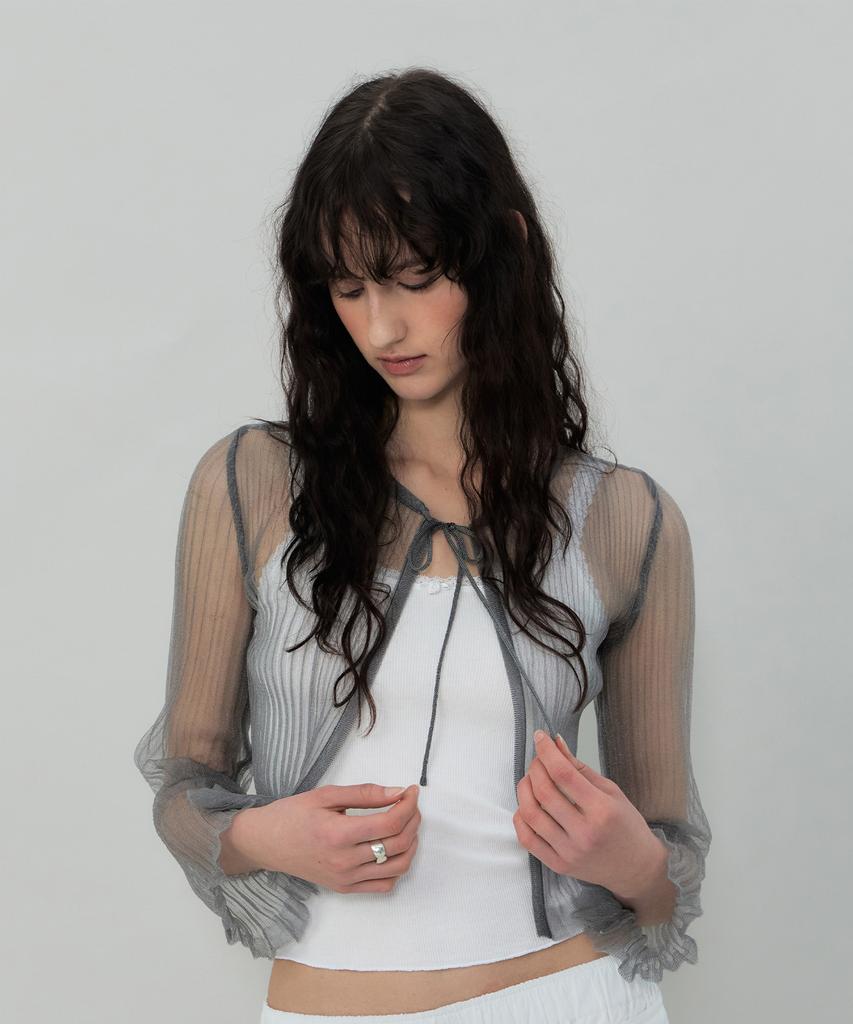 GROVE Dion Sheer Cardigan (Grey)