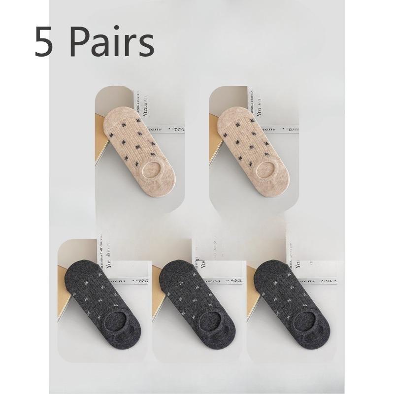 5 Pairs of  Women's Summer Thin Bow Mesh with A Shallow Mouth and Invisible Breathable Boat Socks