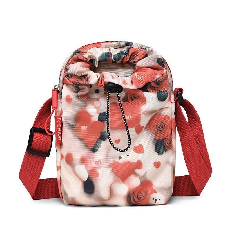 Oxford Fabric Mini Crossbody Bag For Casual Travel With Phone Pocket And Drawstring Closure
