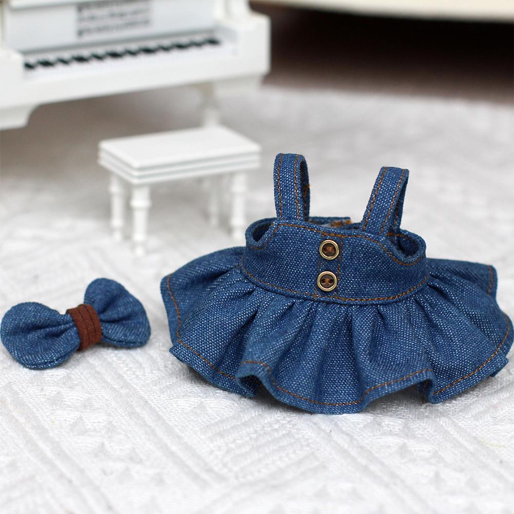 

For 17cm/38cm Labubu Doll Clothes Fashion Denim Dress Doll Clothes Color Match Dress Dolls Accessories Cute Decoration Little Clothes 01#