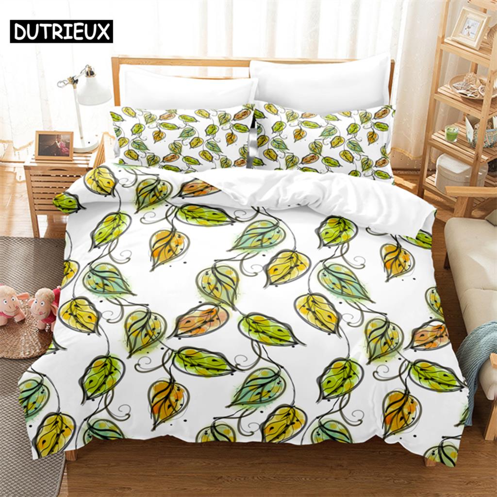 

Комплект постельного белья с тропическим зеленым растением, комплект пододеяльников, постельное белье с 3D-принтом, комплект постельного белья размера «queen size», модный дизайн EU single(135x200cm)&set