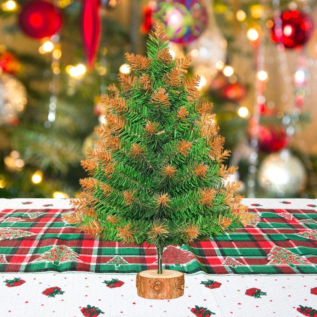 Artificial Mini Christmas Tree Desktop Ornament Decor for Indoor Outdoor Shelf Bar Home