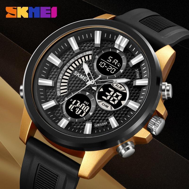 Male student quartz waterproof luminous outdoor alarm clock multi-function dual display electronic watch