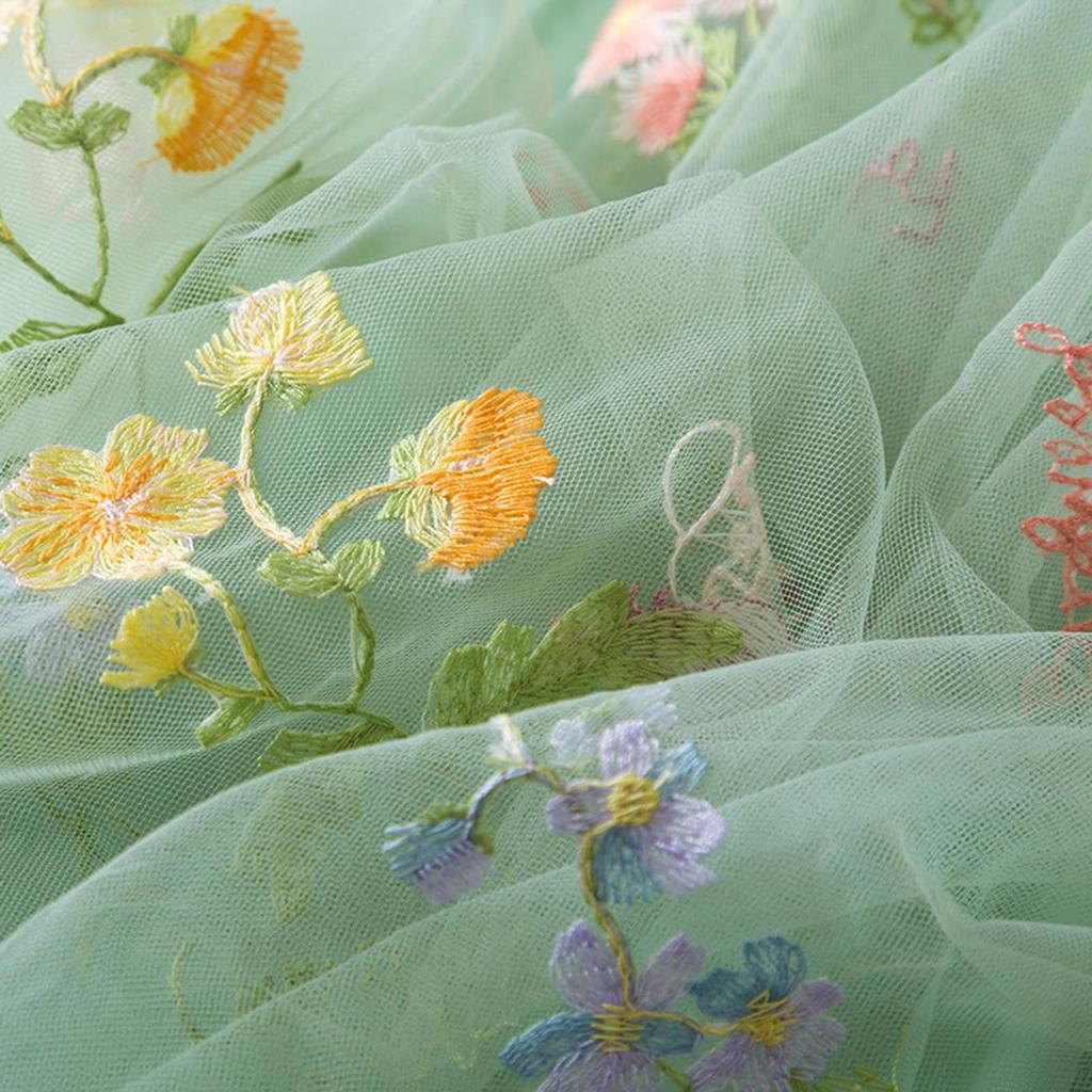 Girls Fashion Flower Embroidery Mesh Bow Sweet Children Princess Dress Puffy Dresses