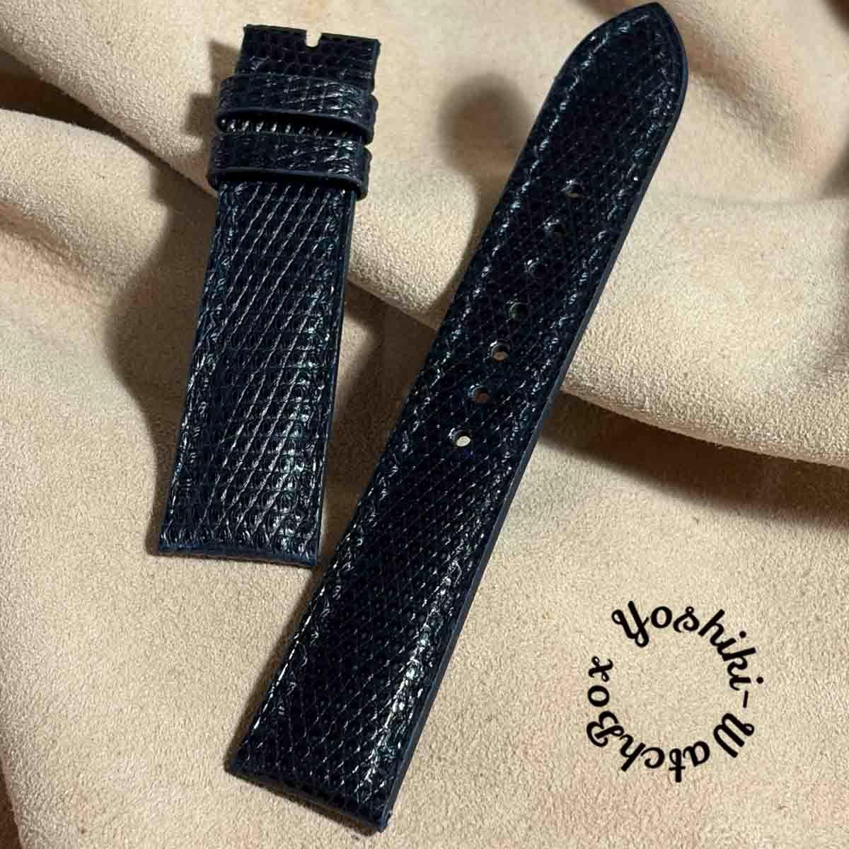 Used liz-370 Lizard Leather Watch Strap Navy (Lug Width 20 mm - Buckle Width 18 mm)