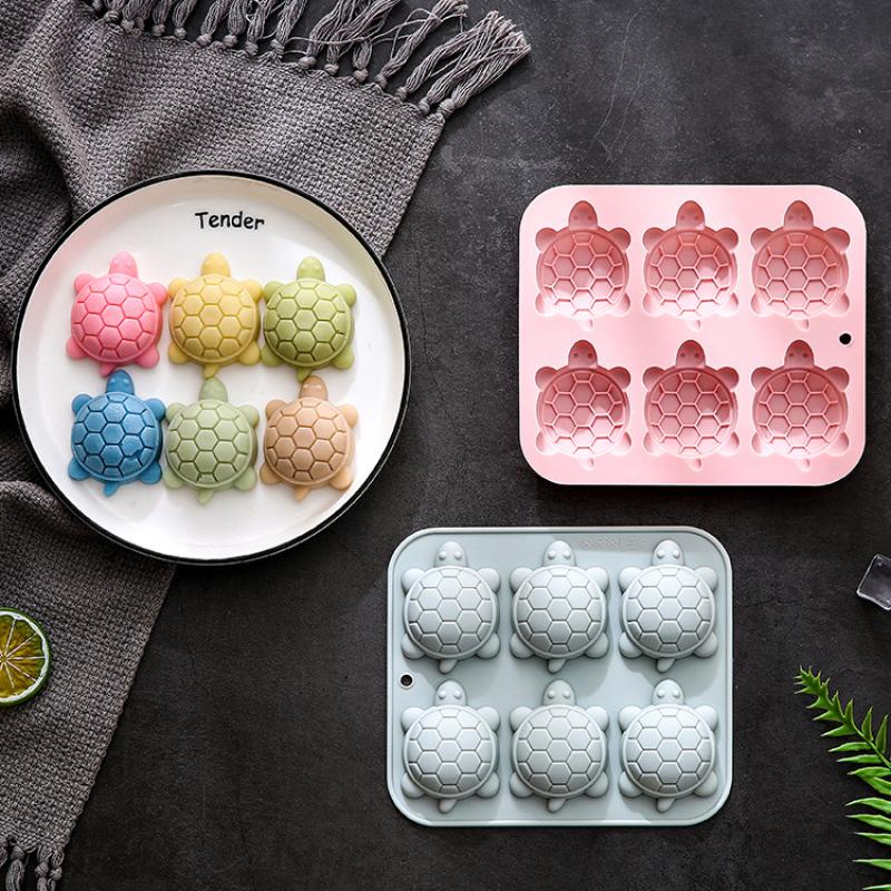 6 Consecutive Turtle Shaped Silicone Mold Cartoon Tortoise Chocolate Mold Candy Pudding Ice Cube Tray Handmade Soap Cake Mold