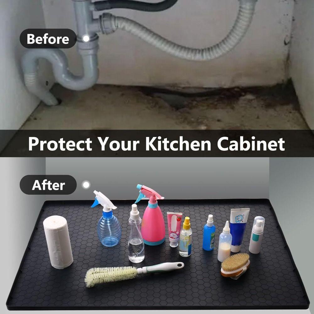 Waterproof Under Sink Mat Silicone Multipurpose Cabinet Sink Protector Oil Resistant Shelf Liner Organizer