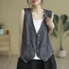 Women's V-Neck Cotton Linen Waistcoat - Sleeveless, Lightweight Summer Outerwear