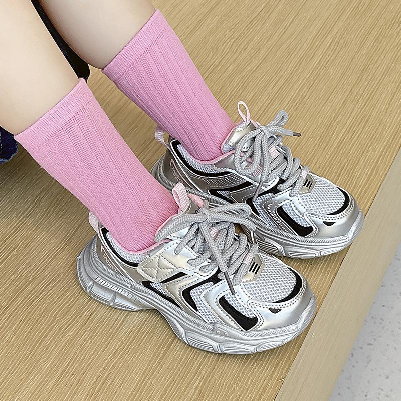 Children's Sports Shoes 2025 Spring and Summer New Trendy Brand Girls N-word Mesh Shoes Breathable Mesh Boys Dad Shoes
