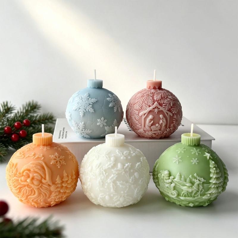 Christmas Crystal Ball Shape Silicone Candle Molds For Resin Casting Making Candle Soap Home Decoration Holiday Present