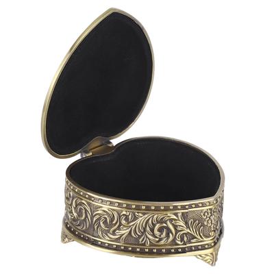 Heart Shaped Jewelry Box Alloy Vintage Trinket Organizer Versatile Storage Case 8x8x4.5cm for Brooch Rings Earrings
