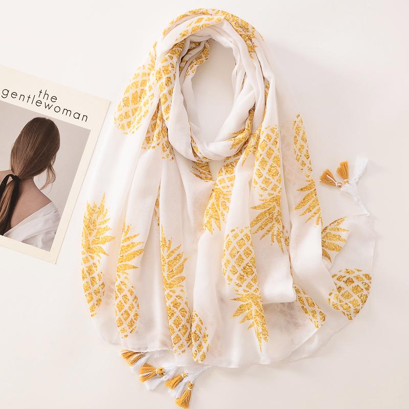 Beige Coffee Scarf Luxury Thin Womens Scarves Spring Floral Hijab Veils Soft Cotton Shawl Wrap Tassel Viscose Muslim Woman Hijab