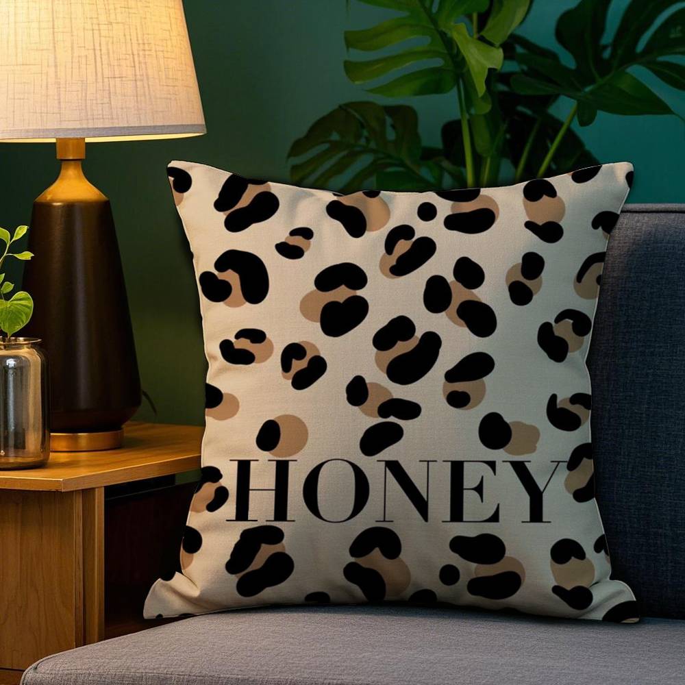 Brown Leopard Print Design Pillow Case Sofa Living Room Bedroom Double-sided Printing Square Cushion Nap Time Cushion Cover