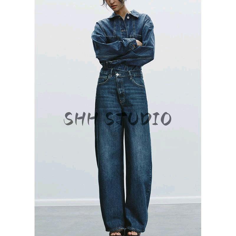 Spring New Women's Clothing Double Breasted Style Loose Jeans 6688010 Denim Shirt Jacket 8197256