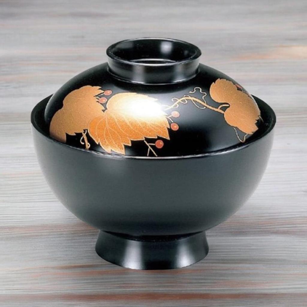 Miso Soppskål TA Senzai Rund Skål Svart Murgröna 12cm x Tillverkad i Japan J-kitchens 4-tums 10.5cm