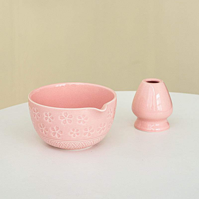 1/2pcs Traditional Japanese Matcha Bowl and Whisk Holder Tea Bowl with Pouring Spout for Office Table Tea Ceremony Party Gift