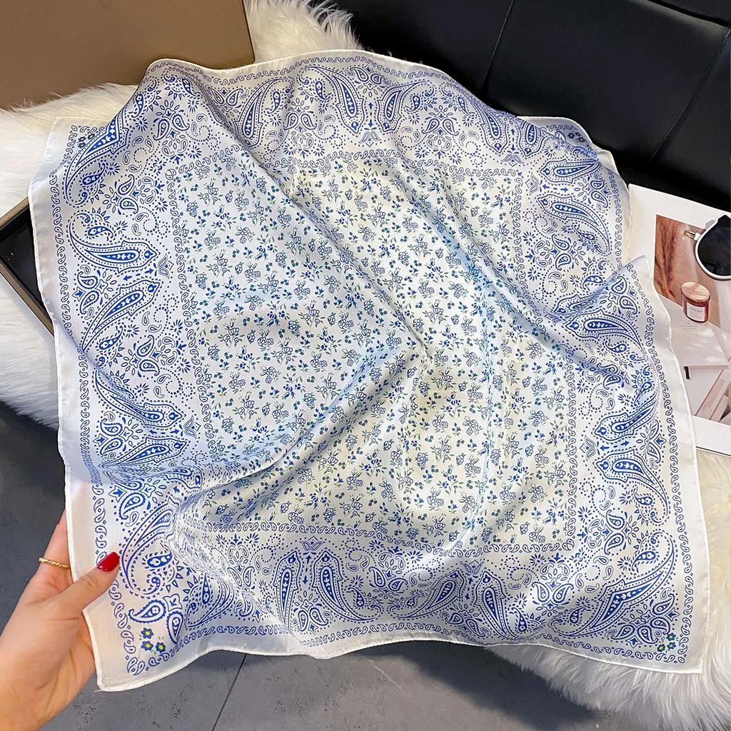 2025 New Fashion 70X70cm Women's Scarf Silk Paisley Print Scarf Square Shawl Decorative Headband Neck Luxury Design Bandana