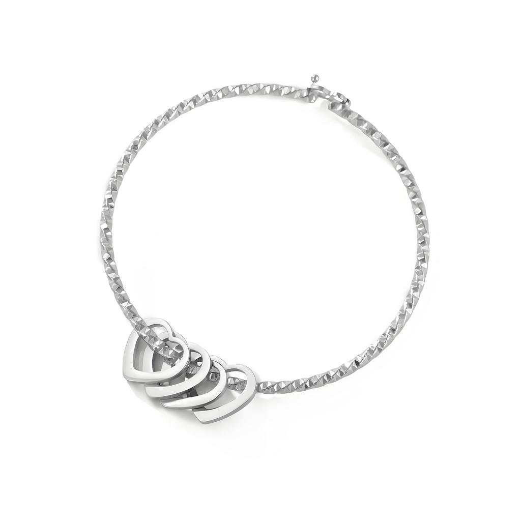 Lemegeton Customized Name Bracelet Love Heart Pendant Personalized bracelets Women Bangle Stainless Steel Jewelry Birthday Gifts