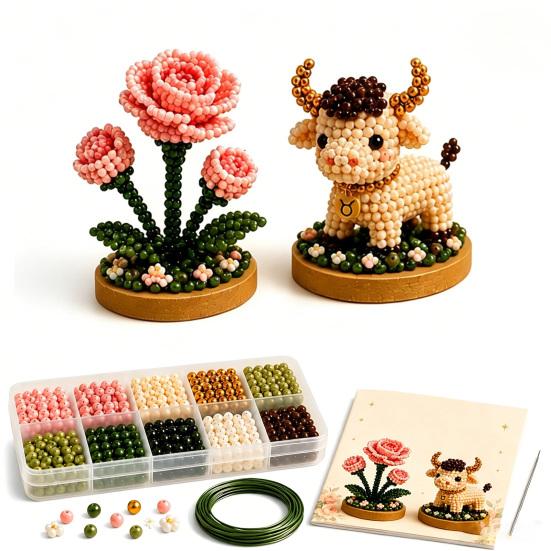12 Zodiac Signs Bead Craft Kit DIY Beaded Garden Kit 3D Beaded Astrology