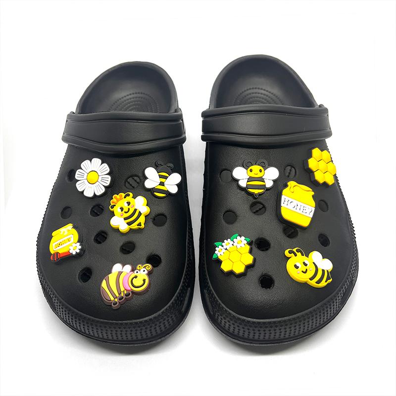 10 vnt. Cute Bee serijos PVC batų pakabukai batų dekoravimui